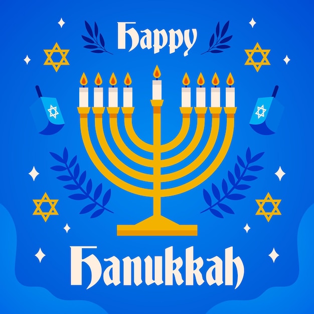 Vettore gratuito concetto di hanukkah design piatto
