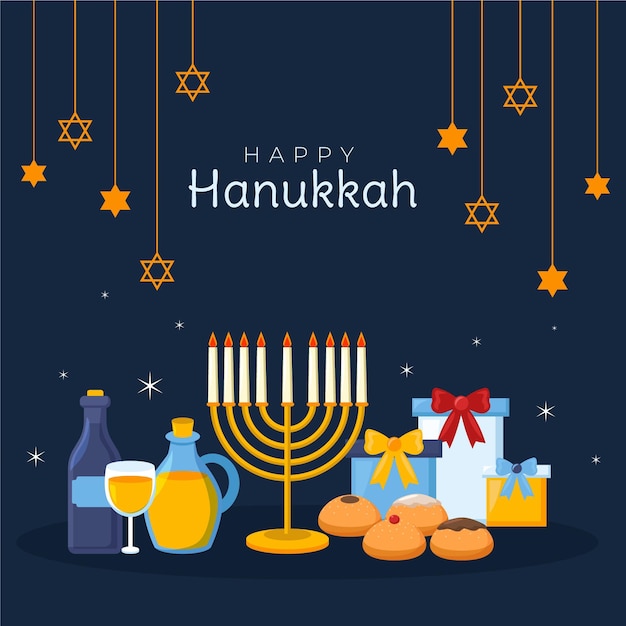 Flat design hanukkah concept