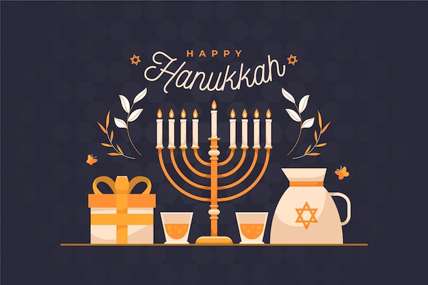 Flat design hanukkah concept