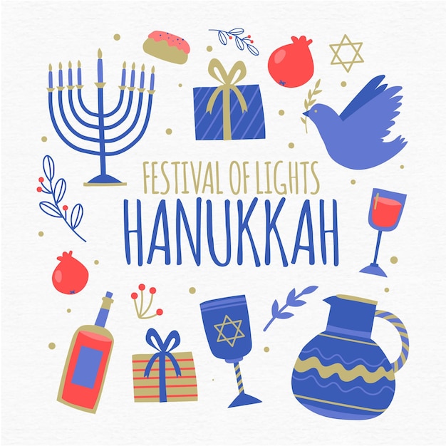 Vettore gratuito hanukkah di design piatto