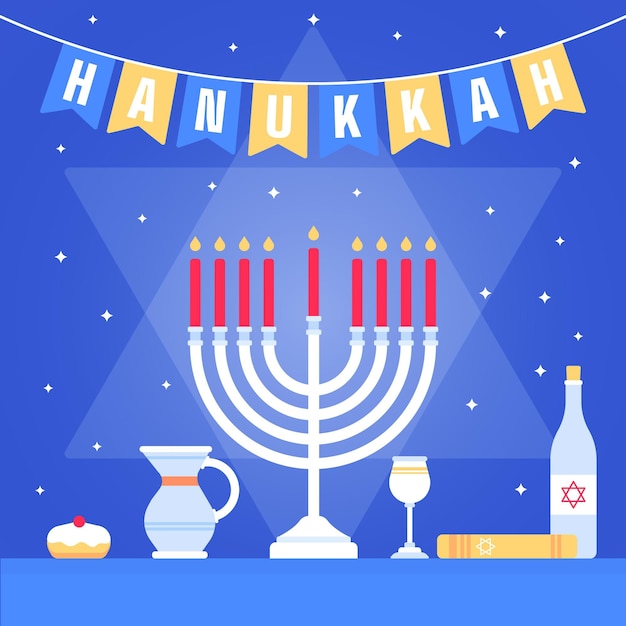 Flat design hanukkah