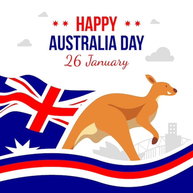 Vettore gratuito design piatto felice giorno australia