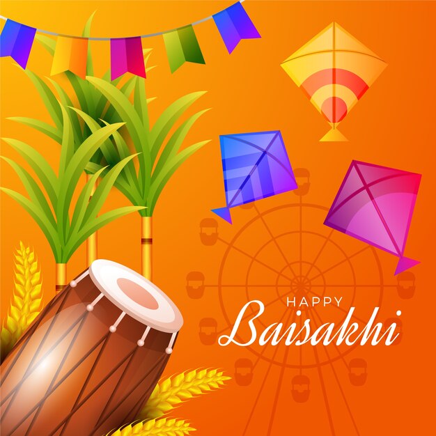 Плоский дизайн Happy Baisakhi фестиваль дизайн событий