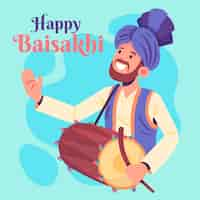 Free vector flat design happy baisakhi theme