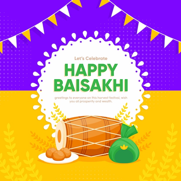 Flat design happy baisakhi