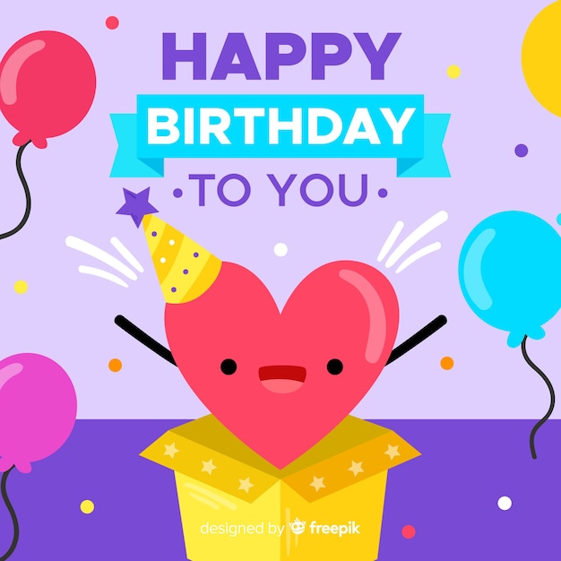 Flat design happy birthday background