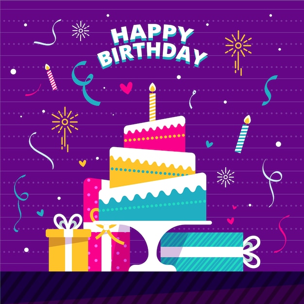 Free vector flat design happy birthday concept