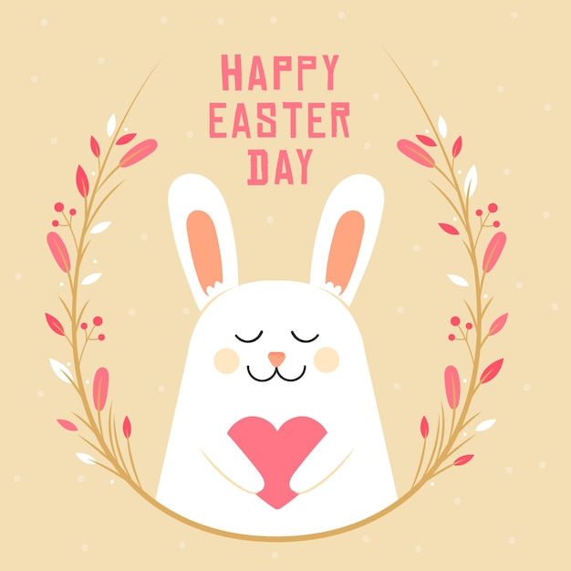 Free vector flat design happy easter day background with bunny