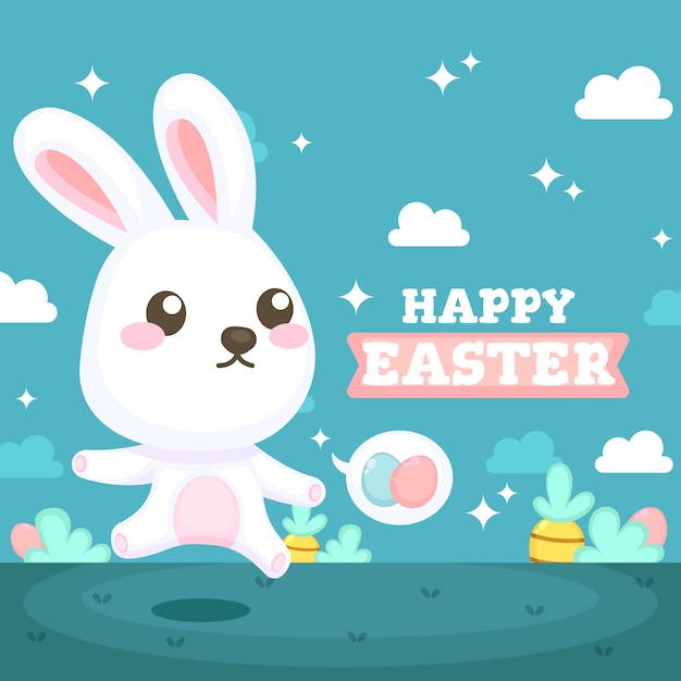 Flat design happy easter day  background