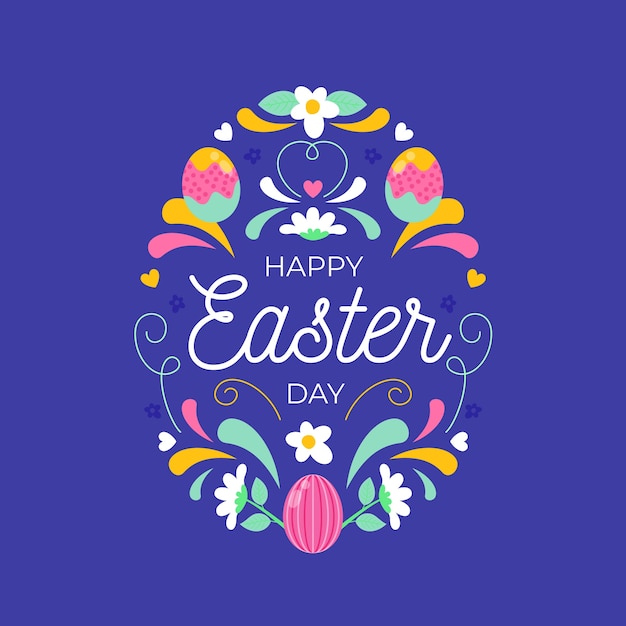 Flat design happy easter day concept