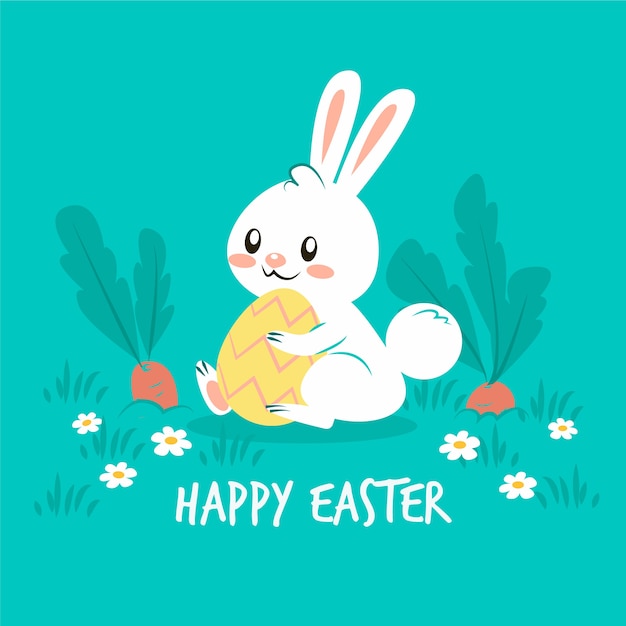 Flat design happy easter day concept