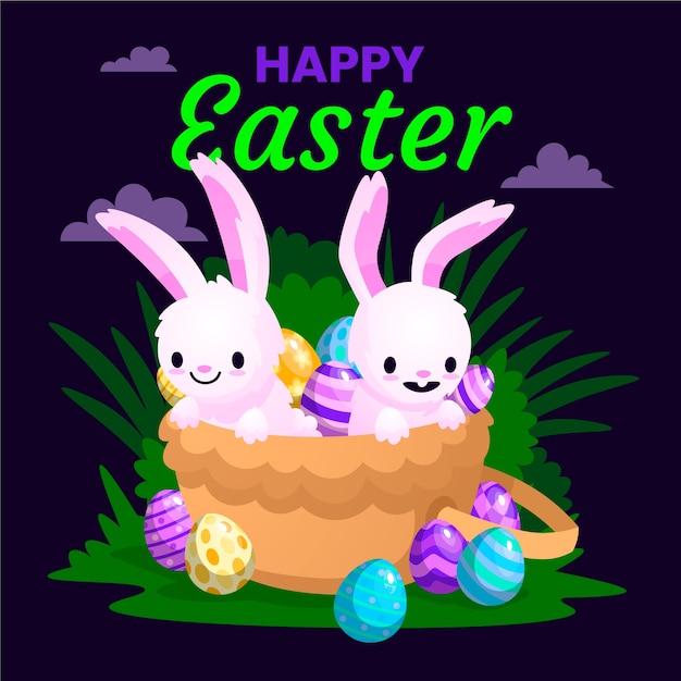 Flat design happy easter day concept