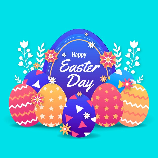 Flat design happy easter day concept