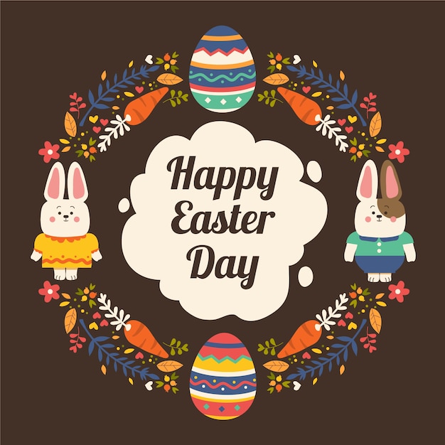 Flat design happy easter day event concept