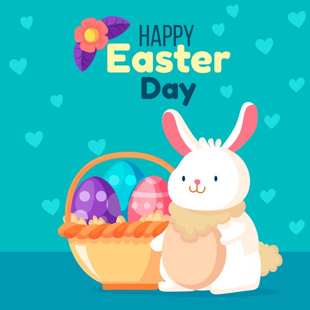 Flat design happy easter day wallpaper