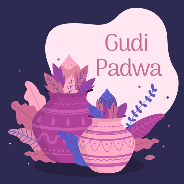 Flat design happy gudi padwa event