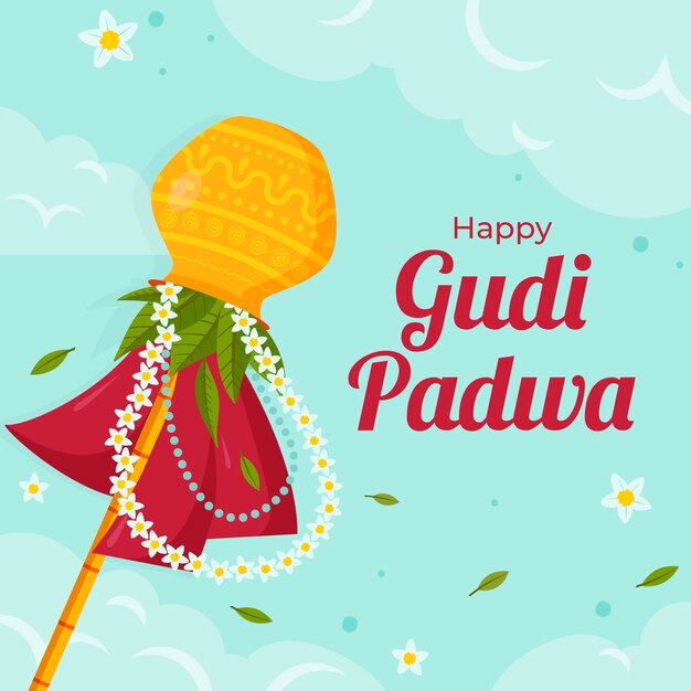 Flat design happy gudi padwa theme