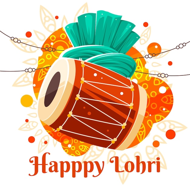 Free Download: Flat Design Happy Lohri Celebration Vector Template