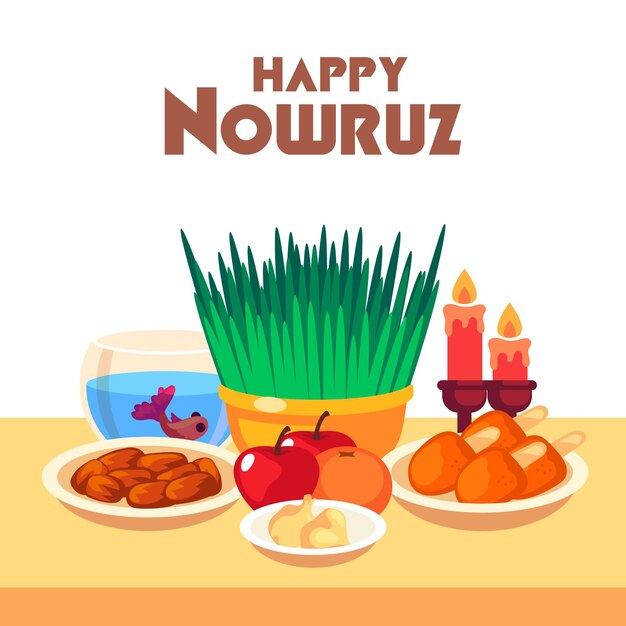 Flat design happy nowruz celebrating