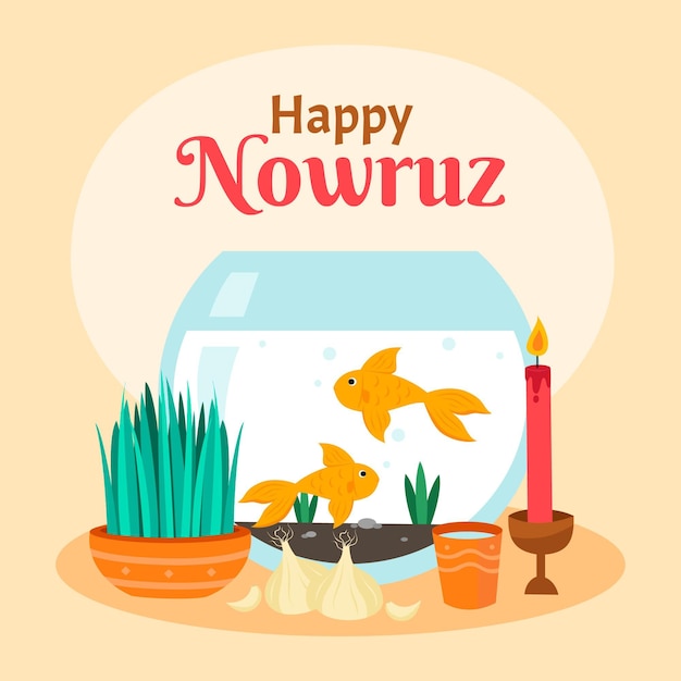 Flat design happy nowruz