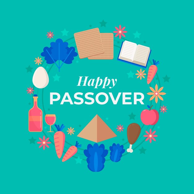 Flat design happy passover event