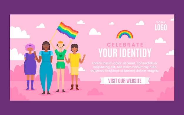 Free vector flat design happy pride month facebook post template