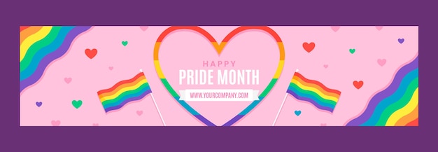 Flat design happy pride month twitch banner