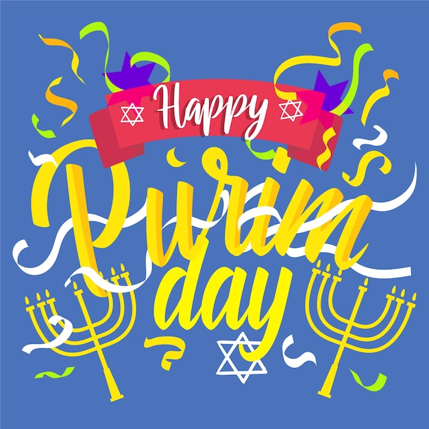 Free vector flat design happy purim day celebration concept