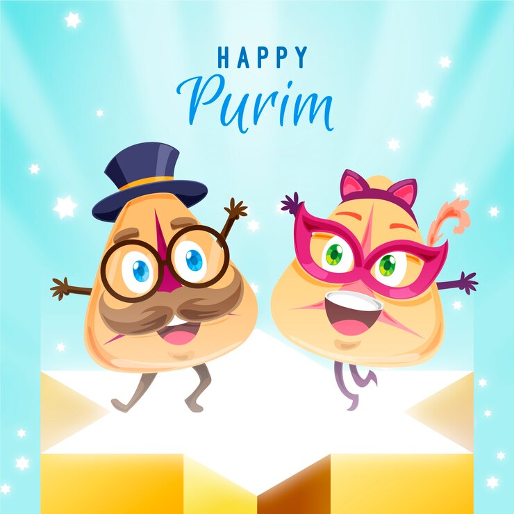 मुफ़्त वेक्टर flat design happy purim day concept