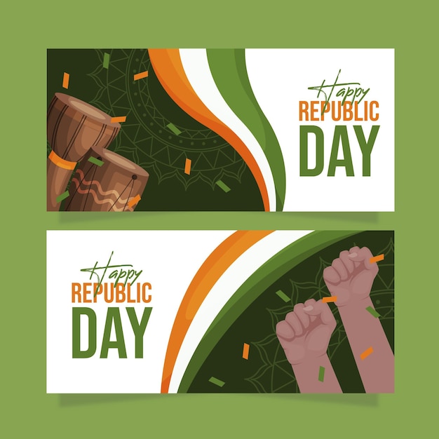 Free vector flat design happy republic day banner
