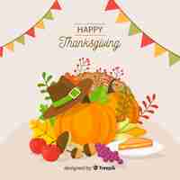 Free vector flat design happy thanksgiving background