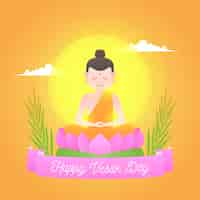 Vettore gratuito design piatto felice vesak day