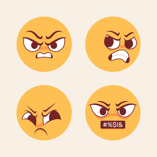 Vettore gratuito illustrazione di emoji di odio a disegno piatto