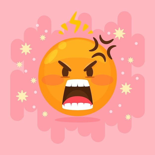 Flat design hate emoji illustration