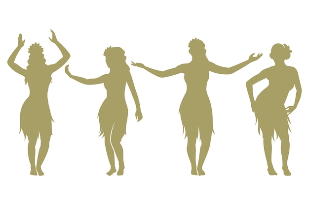 Flat design  hawaiian girl silhouette