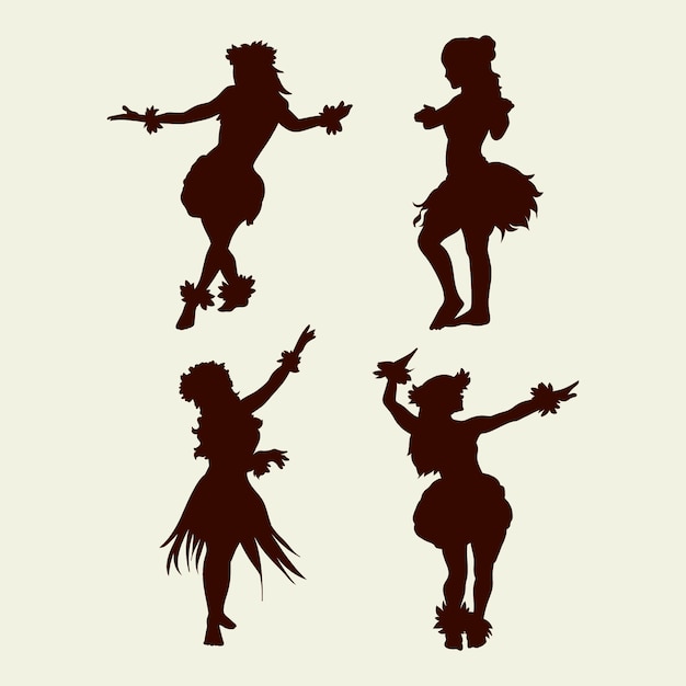 Flat design  hawaiian girl silhouette