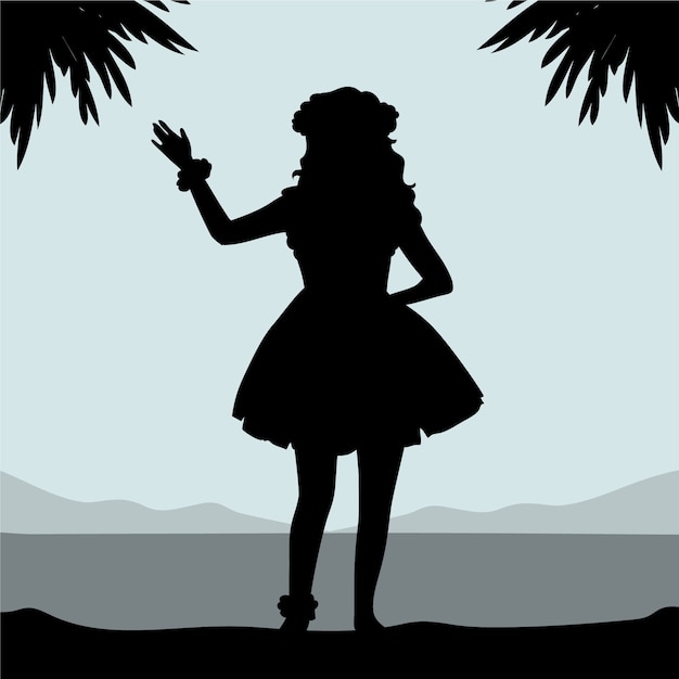 Free vector flat design  hawaiian girl silhouette