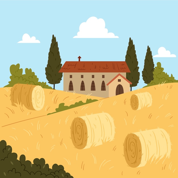 Flat design hay bale illustration