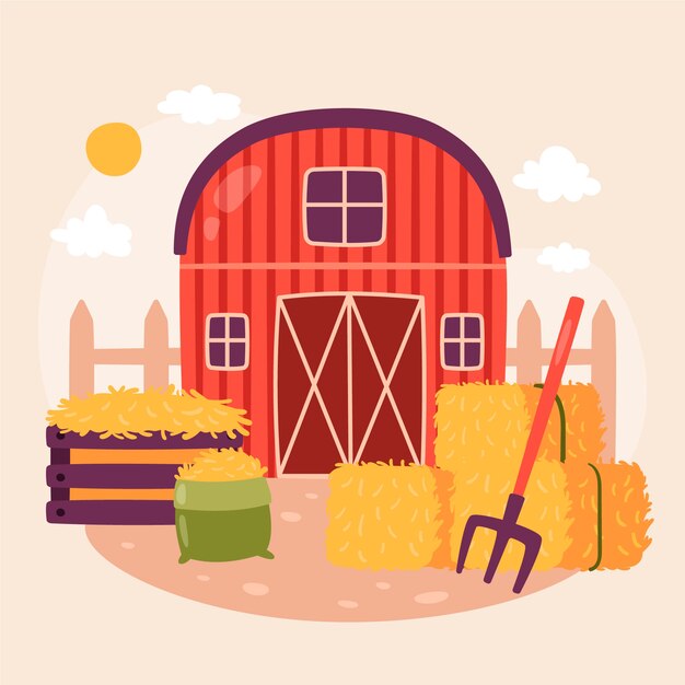 Flat design hay bale illustration