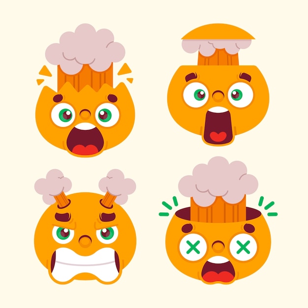 Testa dal design piatto che esplode illustrazione emoji