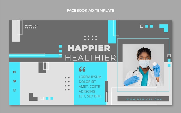 Vettore gratuito modello di facebook per la salute di design piatto