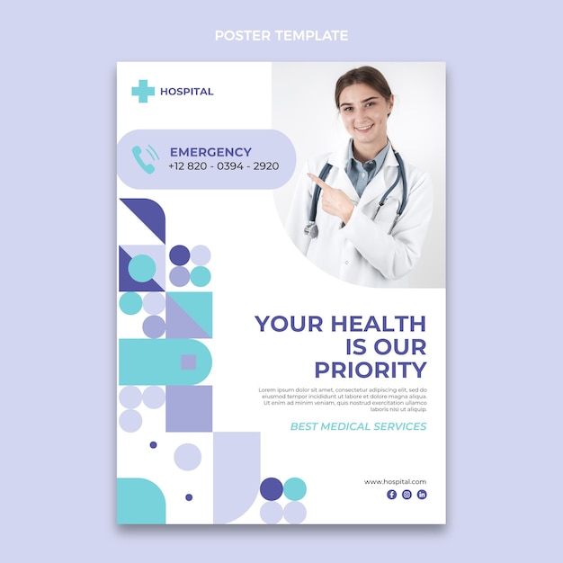 Free vector flat design health priority poster template