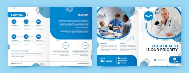 無料ベクター フラットなデザインの医療機関のパンフレット