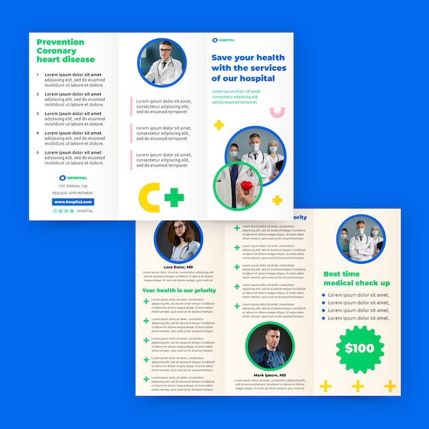 Free vector flat design healthcare establishment brochure