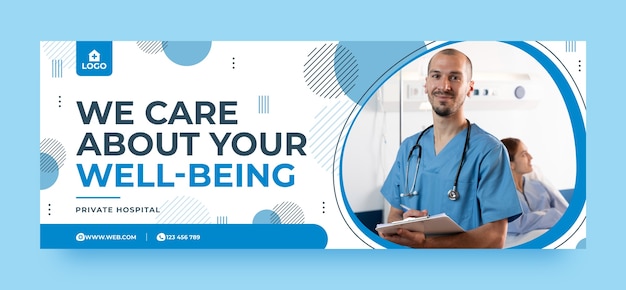 Flat design healthcare establishment facebook cover