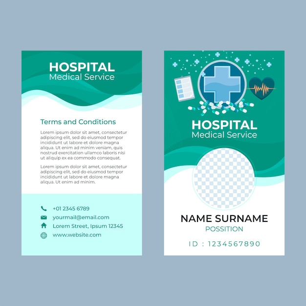 Flat design healthcare establishment id card