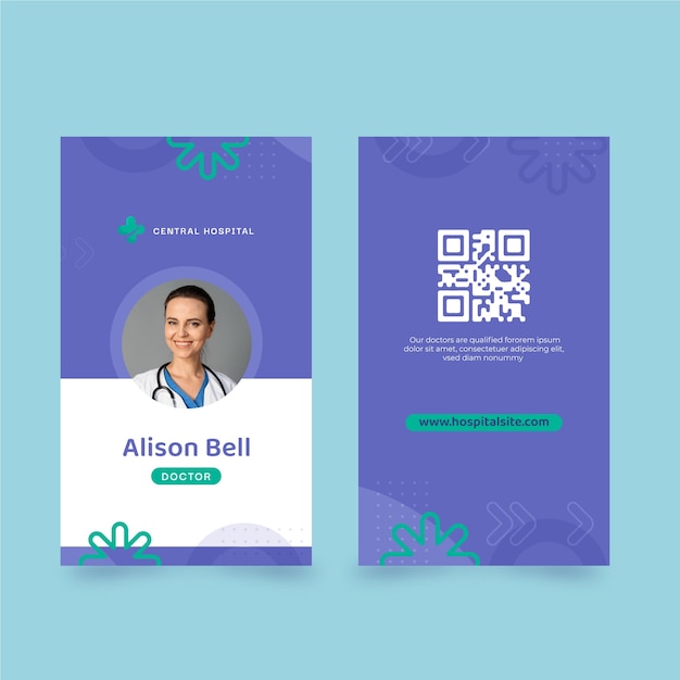 Free vector flat design healthcare establishment id card