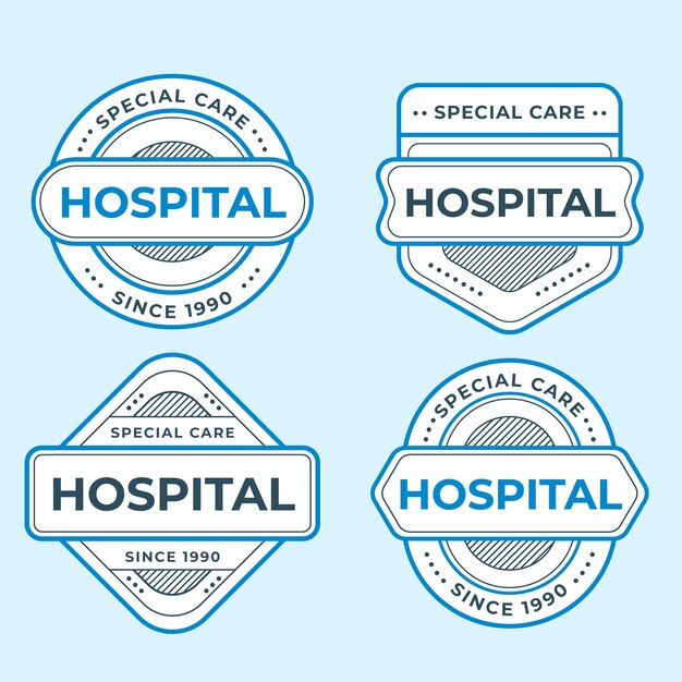Flat design healthcare establishment labels