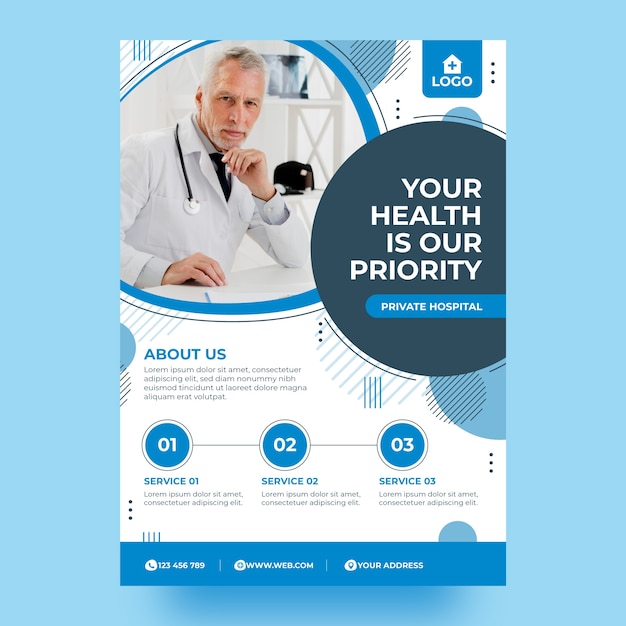 Flat design healthcare establishment poster