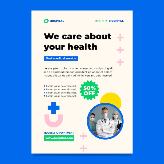 Flat design healthcare establishment poster